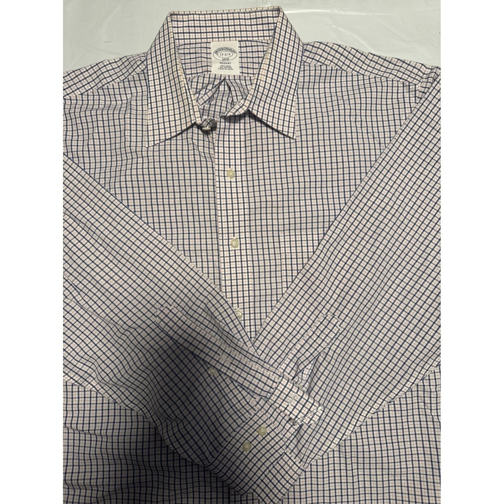 Brooks Brothers Regent Dress Shirt‎ Plaid Checkered Non Iron Button Up 17 1/2
